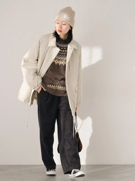 襟付中綿ブルゾン（ブラック/ライトベージュ/カーキ）｜Samansa Mos2 blue（サマンサモスモス ブルー）通販