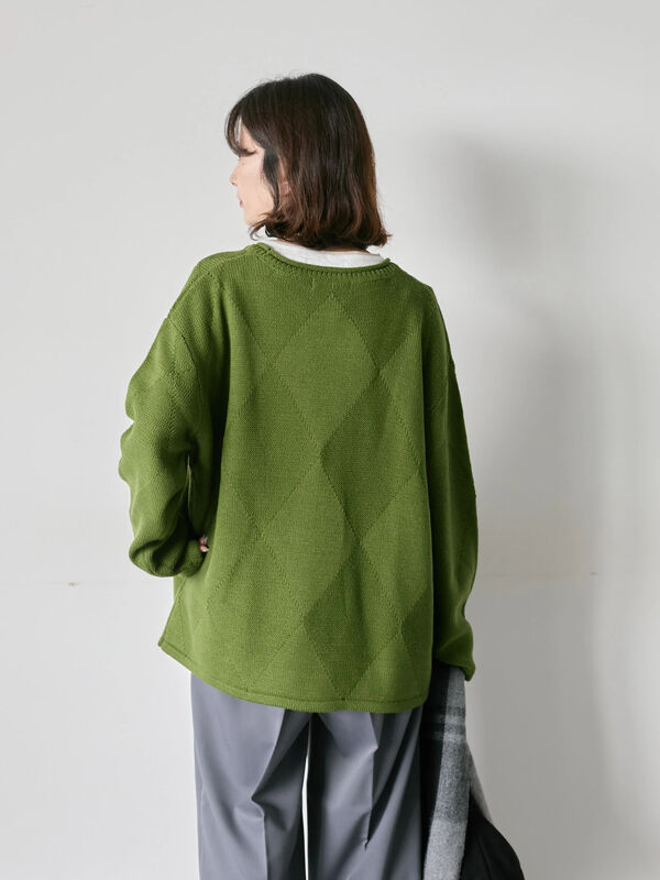 セール】 ◎スクエア編みニット（ブラック/グリーン/キナリ/トップス