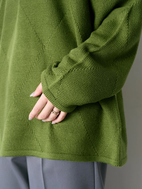 セール】 ◎スクエア編みニット（ブラック/グリーン/キナリ/トップス