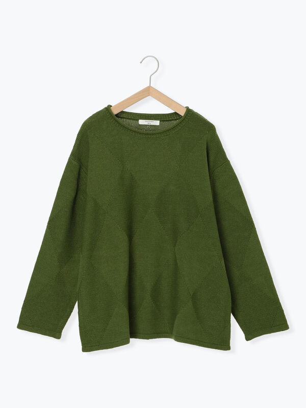 セール】 ◎スクエア編みニット（ブラック/グリーン/キナリ/トップス