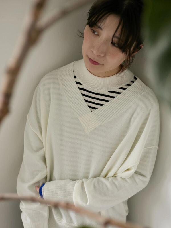 ◎Vネックニットプルオーバー（キナリ）｜Samansa Mos2 blue（サマンサモスモス ブルー）通販