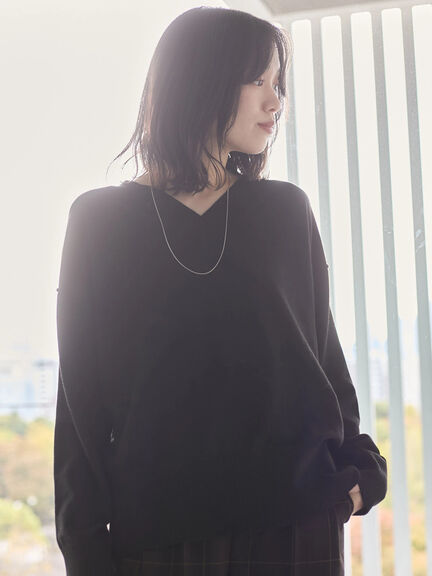 ◎Vネックニットプルオーバー（ブラック/レッド/ブルー/キナリ）｜Samansa Mos2 blue（サマンサモスモス ブルー）通販