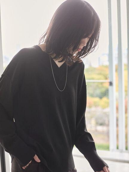 ◎Vネックニットプルオーバー（ブラック/レッド/ブルー/キナリ）｜Samansa Mos2 blue（サマンサモスモス ブルー）通販