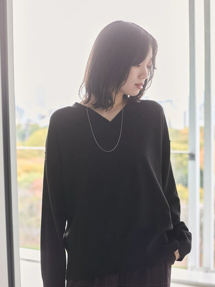 ◎Vネックニットプルオーバー（ブラック/レッド/ブルー/キナリ）｜Samansa Mos2 blue（サマンサモスモス ブルー）通販