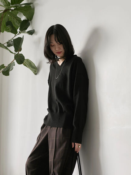 ◎Vネックニットプルオーバー（ブラック/レッド/ブルー/キナリ）｜Samansa Mos2 blue（サマンサモスモス ブルー）通販