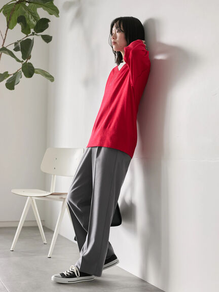 ◎Vネックニットプルオーバー（ブラック/レッド/ブルー/キナリ）｜Samansa Mos2 blue（サマンサモスモス ブルー）通販