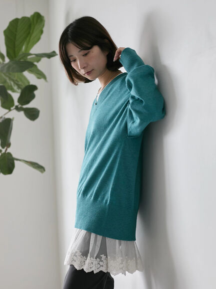 ◎Vネックニットプルオーバー（ブラック/レッド/ブルー/キナリ）｜Samansa Mos2 blue（サマンサモスモス ブルー）通販