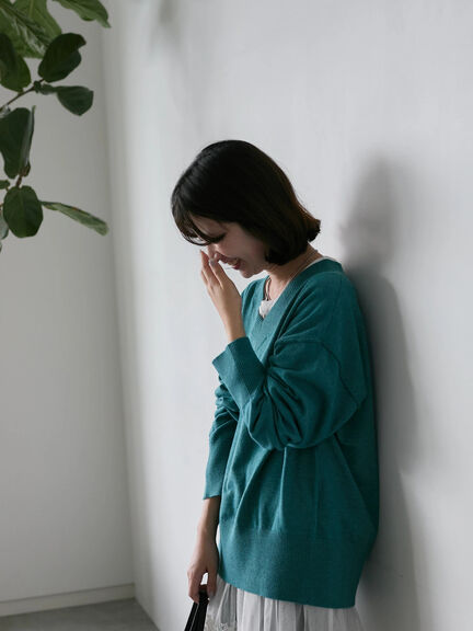 ◎Vネックニットプルオーバー（ブラック/レッド/ブルー/キナリ）｜Samansa Mos2 blue（サマンサモスモス ブルー）通販