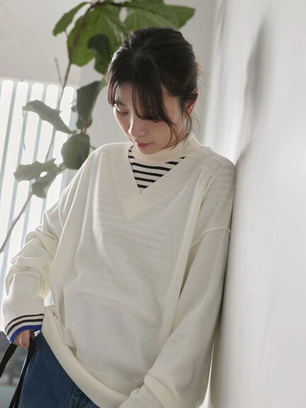 ◎Vネックニットプルオーバー（ブラック/レッド/ブルー/キナリ）｜Samansa Mos2 blue（サマンサモスモス ブルー）通販