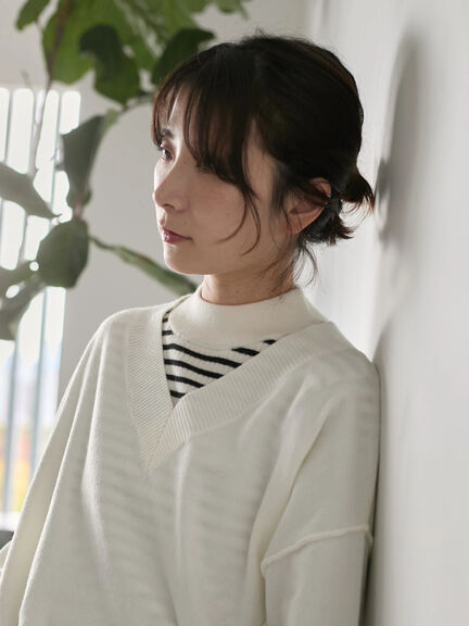 ◎Vネックニットプルオーバー（ブラック/レッド/ブルー/キナリ）｜Samansa Mos2 blue（サマンサモスモス ブルー）通販