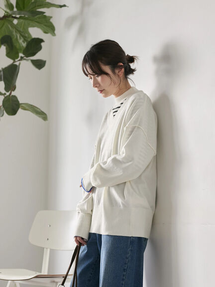 ◎Vネックニットプルオーバー（ブラック/レッド/ブルー/キナリ）｜Samansa Mos2 blue（サマンサモスモス ブルー）通販