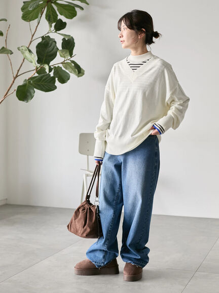 ◎Vネックニットプルオーバー（ブラック/レッド/ブルー/キナリ）｜Samansa Mos2 blue（サマンサモスモス ブルー）通販