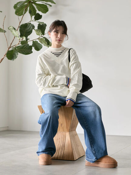 ◎Vネックニットプルオーバー（ブラック/レッド/ブルー/キナリ）｜Samansa Mos2 blue（サマンサモスモス ブルー）通販