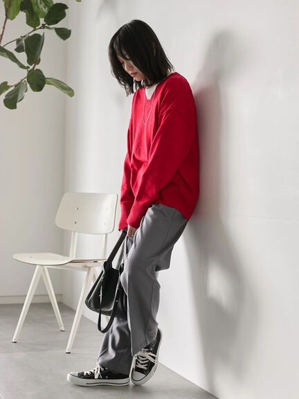 ◎Vネックニットプルオーバー（ブラック/レッド/ブルー/キナリ）｜Samansa Mos2 blue（サマンサモスモス ブルー）通販