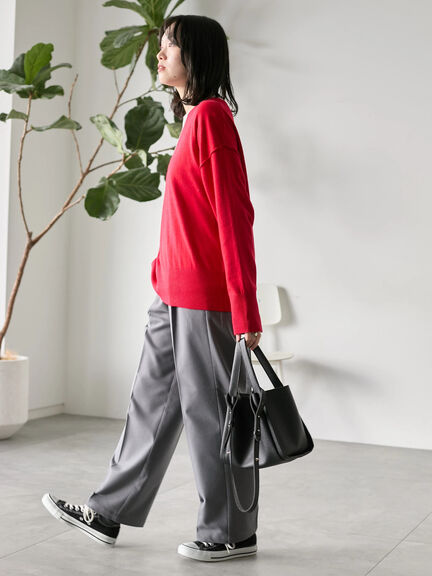 ◎Vネックニットプルオーバー（ブラック/レッド/ブルー/キナリ）｜Samansa Mos2 blue（サマンサモスモス ブルー）通販