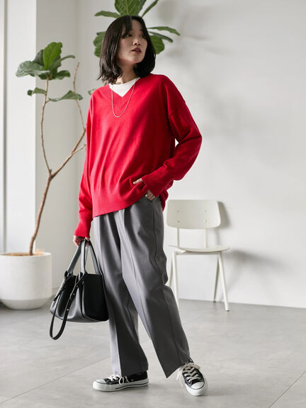 ◎Vネックニットプルオーバー（ブラック/レッド/ブルー/キナリ）｜Samansa Mos2 blue（サマンサモスモス ブルー）通販