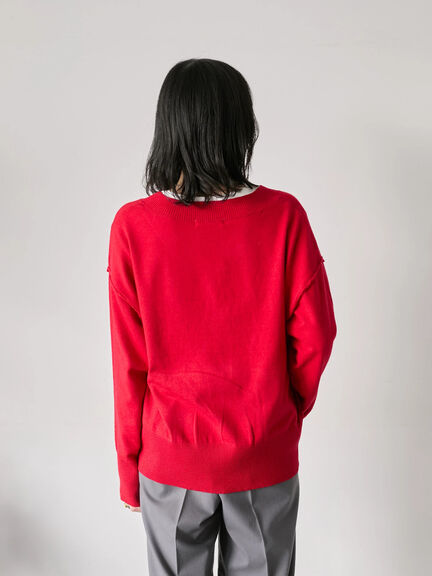 ◎Vネックニットプルオーバー（ブラック/レッド/ブルー/キナリ）｜Samansa Mos2 blue（サマンサモスモス ブルー）通販