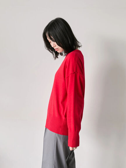 ◎Vネックニットプルオーバー（ブラック/レッド/ブルー/キナリ）｜Samansa Mos2 blue（サマンサモスモス ブルー）通販