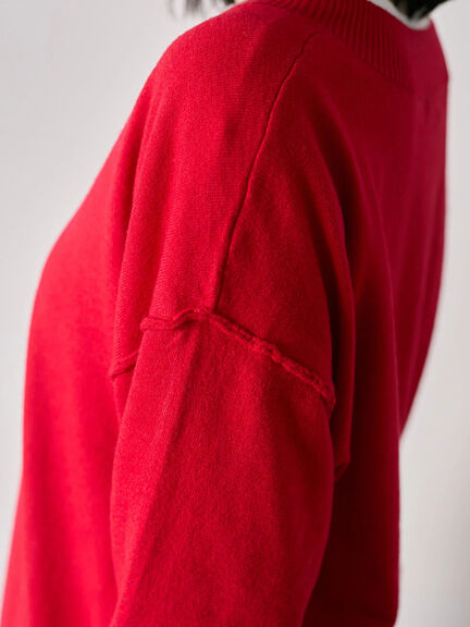 ◎Vネックニットプルオーバー（ブラック/レッド/ブルー/キナリ）｜Samansa Mos2 blue（サマンサモスモス ブルー）通販