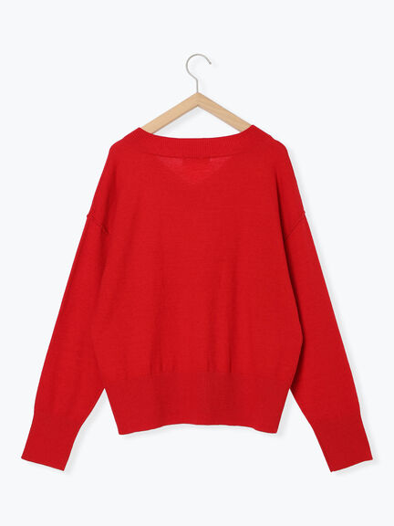 ◎Vネックニットプルオーバー（ブラック/レッド/ブルー/キナリ）｜Samansa Mos2 blue（サマンサモスモス ブルー）通販