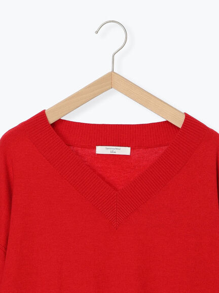 ◎Vネックニットプルオーバー（ブラック/レッド/ブルー/キナリ）｜Samansa Mos2 blue（サマンサモスモス ブルー）通販