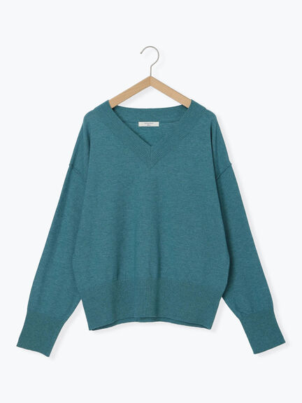 ◎Vネックニットプルオーバー（ブラック/レッド/ブルー/キナリ）｜Samansa Mos2 blue（サマンサモスモス ブルー）通販