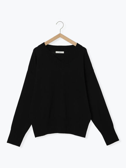 ◎Vネックニットプルオーバー（ブラック/レッド/ブルー/キナリ）｜Samansa Mos2 blue（サマンサモスモス ブルー）通販