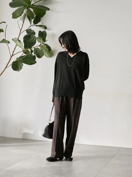 ◎Vネックニットプルオーバー（ブラック/レッド/ブルー/キナリ）｜Samansa Mos2 blue（サマンサモスモス ブルー）通販