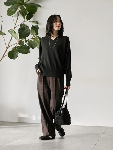 ◎Vネックニットプルオーバー（ブラック/レッド/ブルー/キナリ）｜Samansa Mos2 blue（サマンサモスモス ブルー）通販