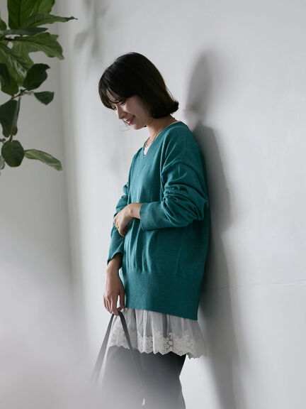 ◎Vネックニットプルオーバー（ブラック/レッド/ブルー/キナリ）｜Samansa Mos2 blue（サマンサモスモス ブルー）通販