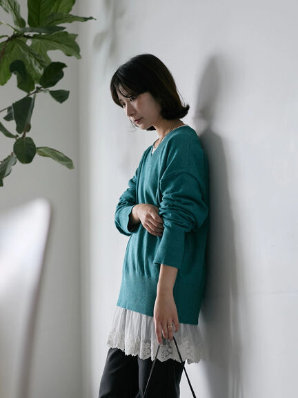 ◎Vネックニットプルオーバー（ブラック/レッド/ブルー/キナリ）｜Samansa Mos2 blue（サマンサモスモス ブルー）通販