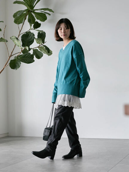 ◎Vネックニットプルオーバー（ブラック/レッド/ブルー/キナリ）｜Samansa Mos2 blue（サマンサモスモス ブルー）通販