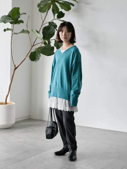 ◎Vネックニットプルオーバー（ブラック/レッド/ブルー/キナリ）｜Samansa Mos2 blue（サマンサモスモス ブルー）通販