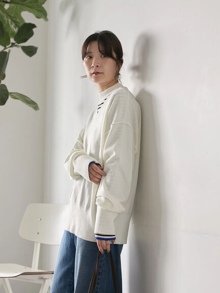 ◎Vネックニットプルオーバー（ブラック/レッド/ブルー/キナリ）｜Samansa Mos2 blue（サマンサモスモス ブルー）通販