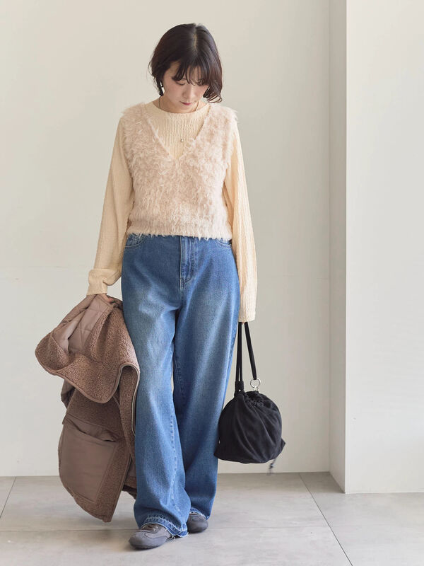 セール】 ふくれジャカードクルーネックプルオーバー（ブラック