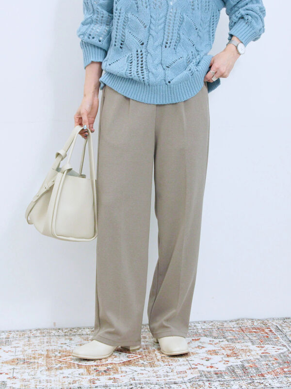 セール】 ネップジョーゼットパンツ（チャコールグレー/ブラック