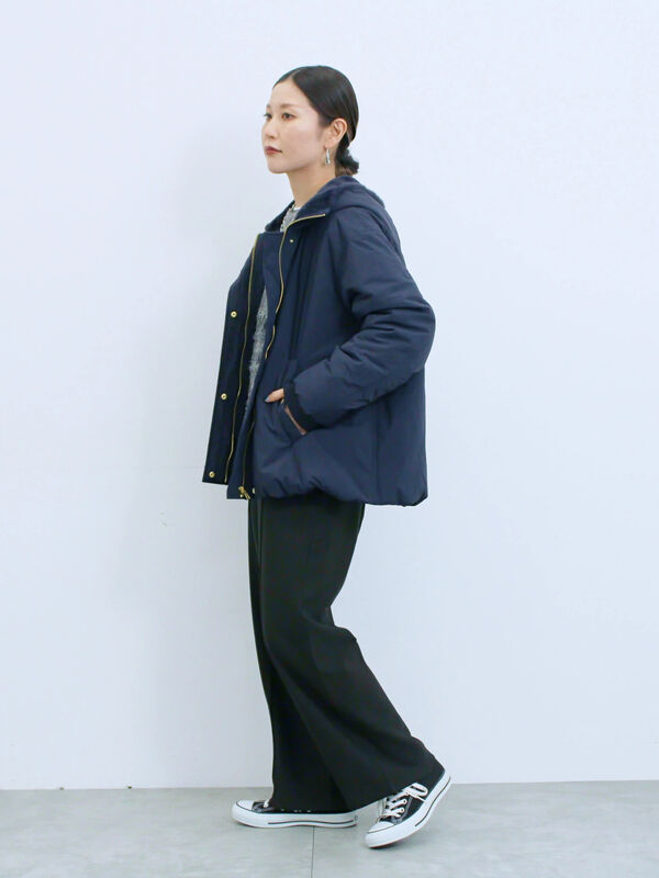 セール】 ネップジョーゼットパンツ（チャコールグレー/ブラック