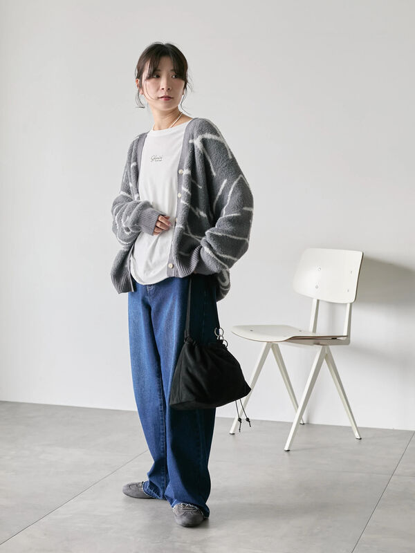 セール】 ◎ニュアンス柄ニットCD（グレー/ブラック/キナリ/トップス