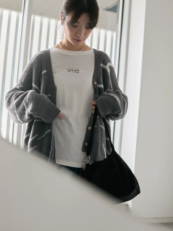 セール】 ◎ニュアンス柄ニットCD（グレー/ブラック/キナリ/トップス