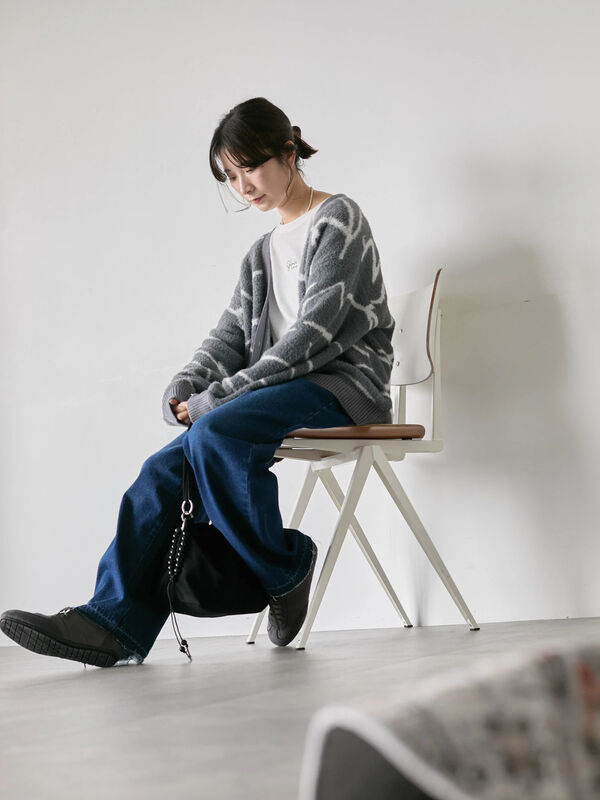 セール】 ◎ニュアンス柄ニットCD（グレー/ブラック/キナリ/トップス