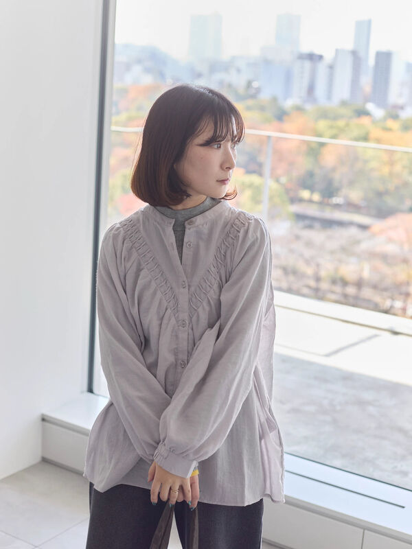 切替タックブラウス（Ｓグレー）｜Samansa Mos2 blue（サマンサモスモス ブルー）通販