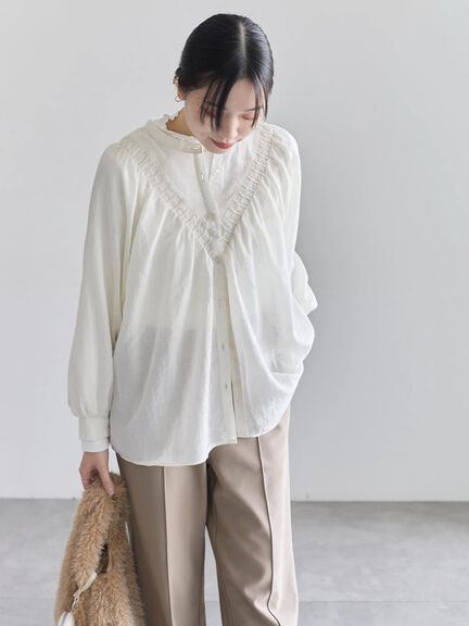 切替タックブラウス（オフホワイト/ブラック/Ｓグレー）｜Samansa Mos2 blue（サマンサモスモス ブルー）通販