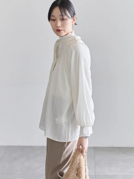 切替タックブラウス（オフホワイト/ブラック/Ｓグレー）｜Samansa Mos2 blue（サマンサモスモス ブルー）通販