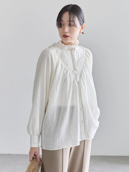 切替タックブラウス（オフホワイト/ブラック/Ｓグレー）｜Samansa Mos2 blue（サマンサモスモス ブルー）通販