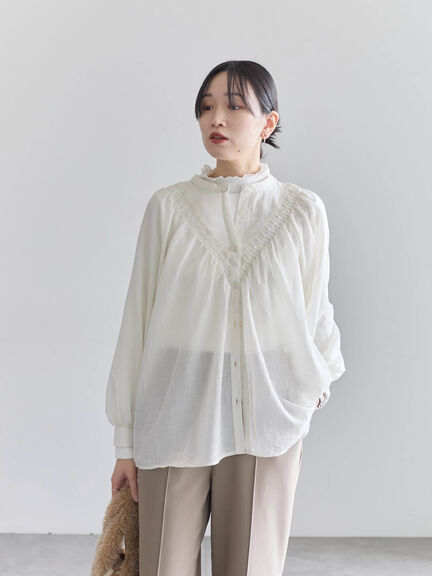 切替タックブラウス（オフホワイト/ブラック/Ｓグレー）｜Samansa Mos2 blue（サマンサモスモス ブルー）通販