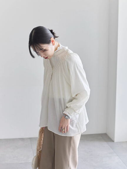 切替タックブラウス（オフホワイト/ブラック/Ｓグレー）｜Samansa Mos2 blue（サマンサモスモス ブルー）通販