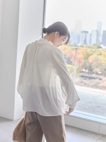 切替タックブラウス（オフホワイト/ブラック/Ｓグレー）｜Samansa Mos2 blue（サマンサモスモス ブルー）通販