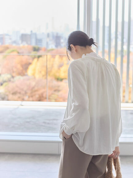 切替タックブラウス（オフホワイト/ブラック/Ｓグレー）｜Samansa Mos2 blue（サマンサモスモス ブルー）通販