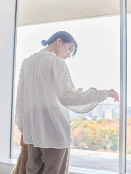 切替タックブラウス（オフホワイト/ブラック/Ｓグレー）｜Samansa Mos2 blue（サマンサモスモス ブルー）通販