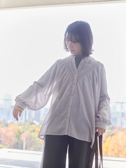 切替タックブラウス（オフホワイト/ブラック/Ｓグレー）｜Samansa Mos2 blue（サマンサモスモス ブルー）通販